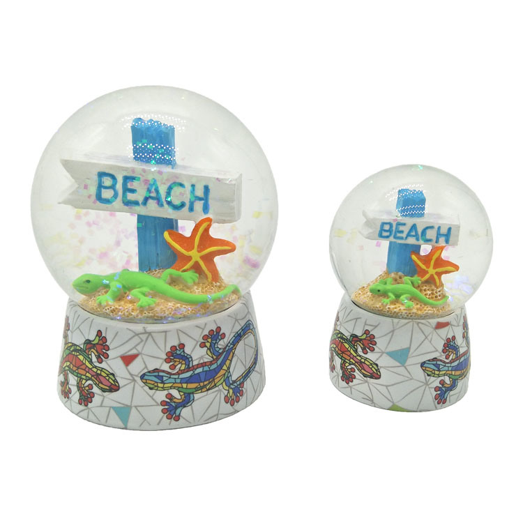 Custom Logo Beach Souvenir Mini Turtle Dolphin Snow Globe Ball Resin Craft