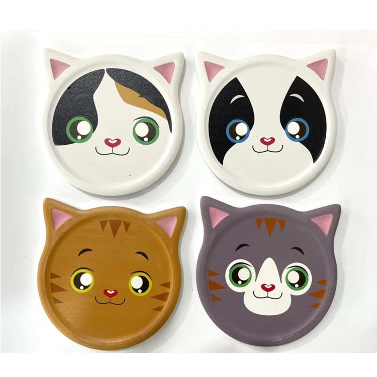 Unique Gift Table Decor Funny Shape Cute Ceramic Animal Dog Cat Coaster