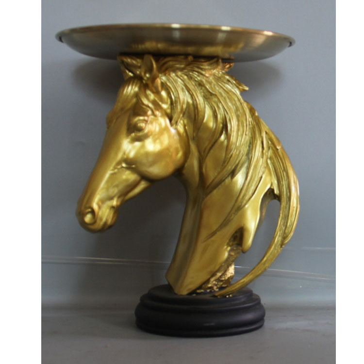 Luxury Gold Horse Statue Desktop Home Decorative Resin Tray