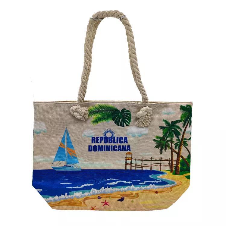 2023 Wholesale Custom Printed Logo Luxury Women Summer Canvas Tote Bag Sea Souvenir Beach Bag