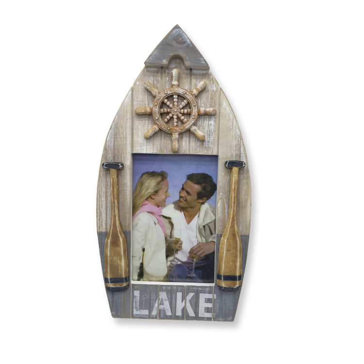 Beach Nautical Souvenir Boat Shape Wooden Photo Frame for Home Decor