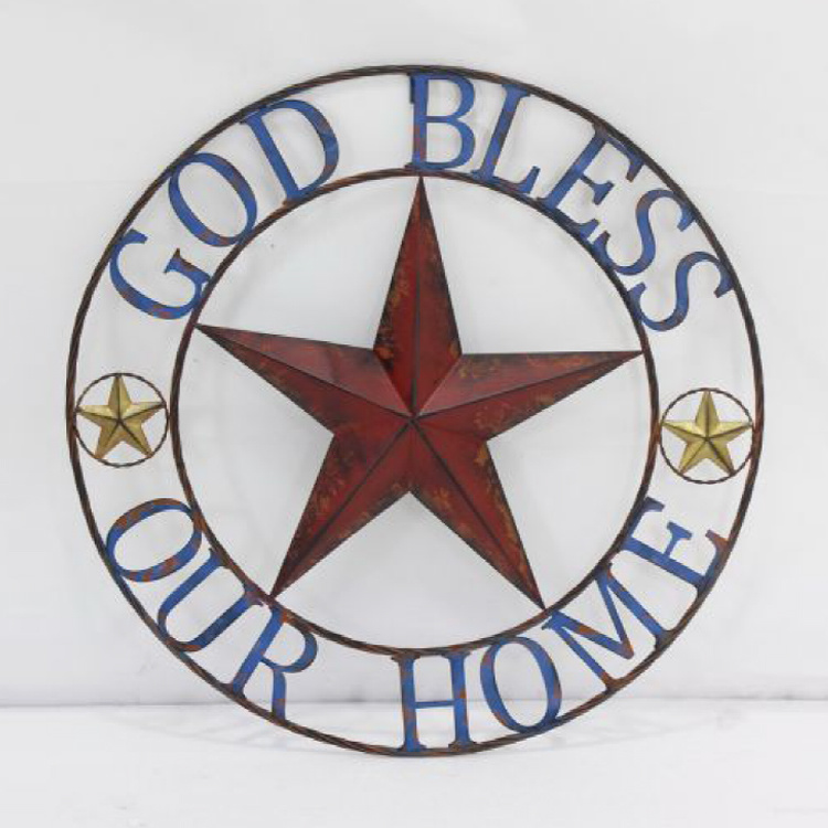 Wholesale Retro Style Wall Hanging Decoration Texas Star Metal Wall Art Decor