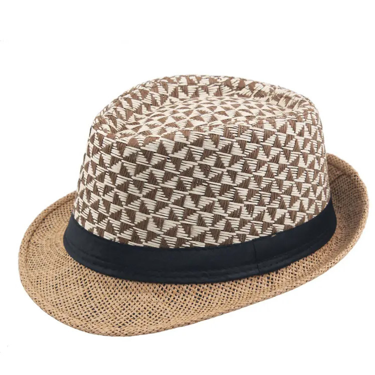 Wholesale Beach Sun Plaid Hat Paper Panama Fedora Straw Hat