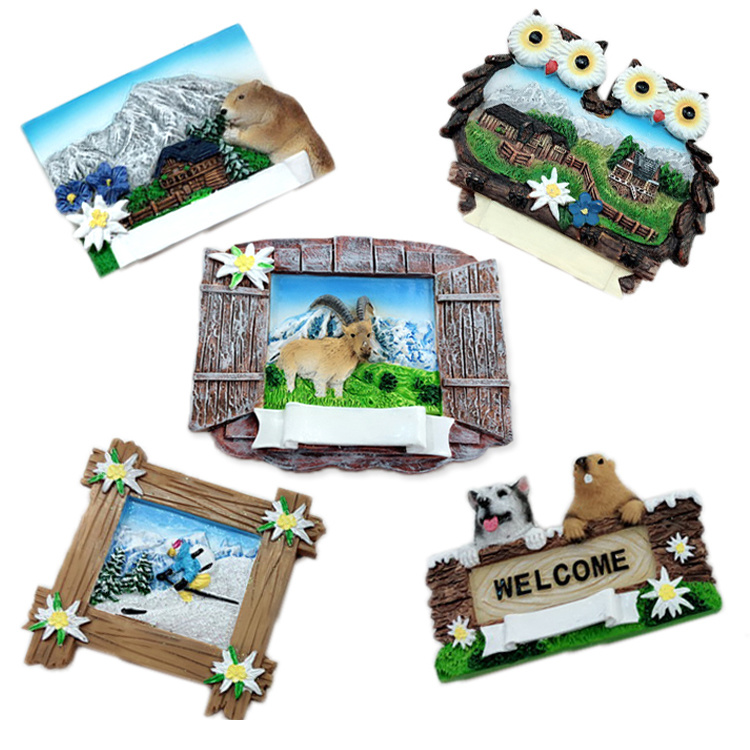 Factory Customized Europe Resin Tourist Souvenir Mountain Fridge Magnet