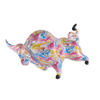 Color Painting Abstract Art Sculpture Resin Cow Figurine Animal Statue for Home Decor