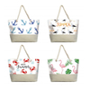 Customized Pattern Tourist Souvenir Straw Canvas Beach Tote Bag