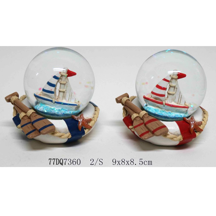 Wholesale Custom Resin Souvenir Nautical Ocean Boat Sailboat Anchor Lighthouse Snow Globe