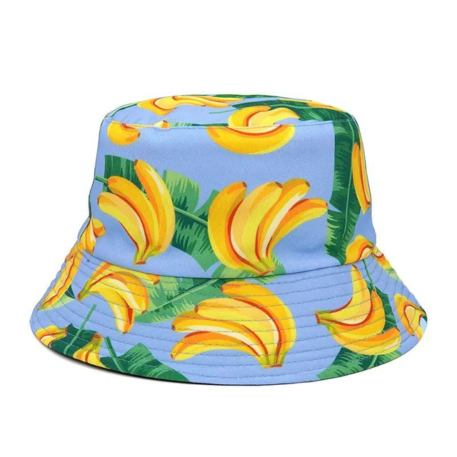 Wholesale Fruit Printed Unisex Summer Foldable Pineapple Banana Bucket Hats