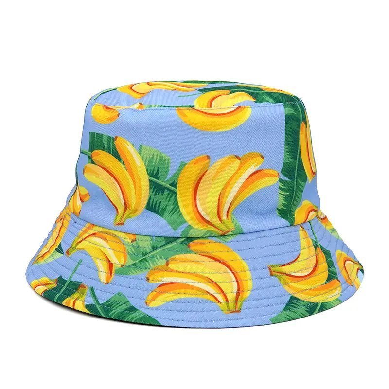 Wholesale Fruit Printed Unisex Summer Foldable Pineapple Banana Bucket Hats