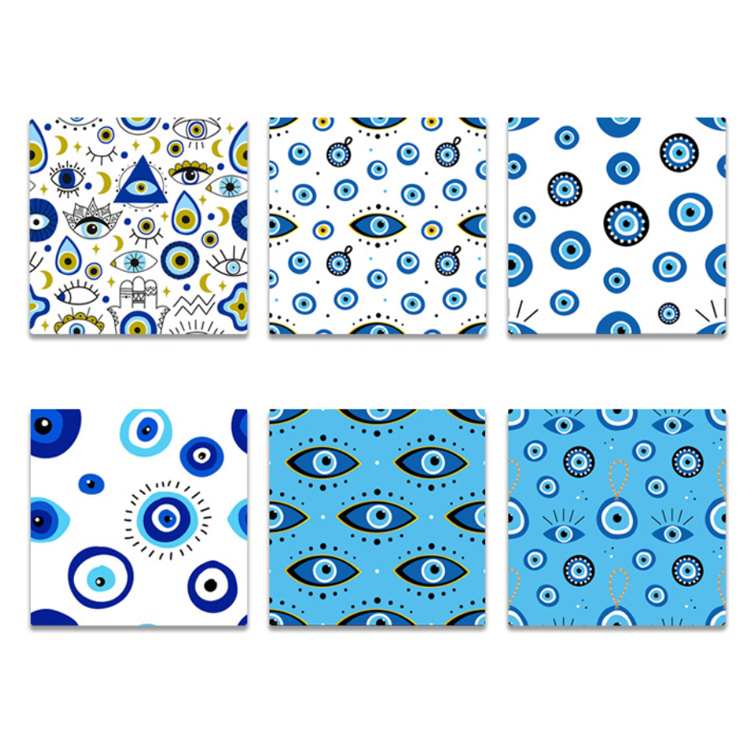 Wholesale Home Decorative Evil Eye Souvenir Gift Ceramic Square Evil Eye Coaster