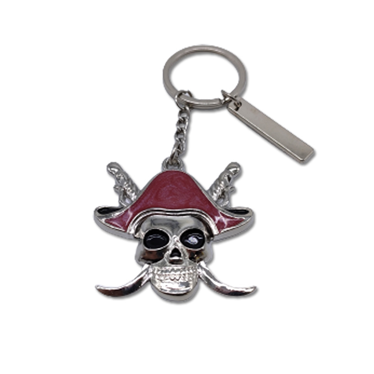 Custom Creative Metal Halloween Souvenir Gift Rose Skull Keychain