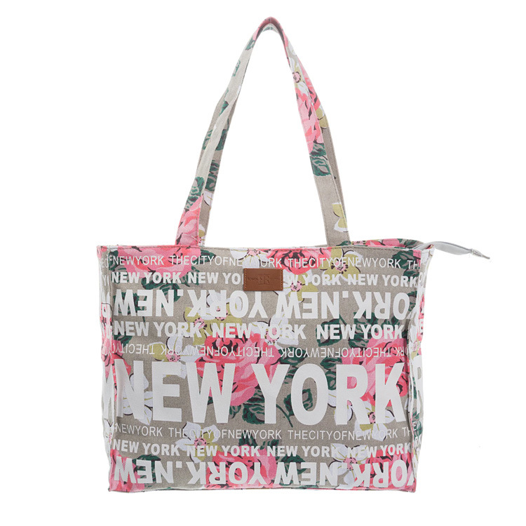 Custom 3D Letter Souvenir Women Large Travel Canvas New York Beach Tote Bag