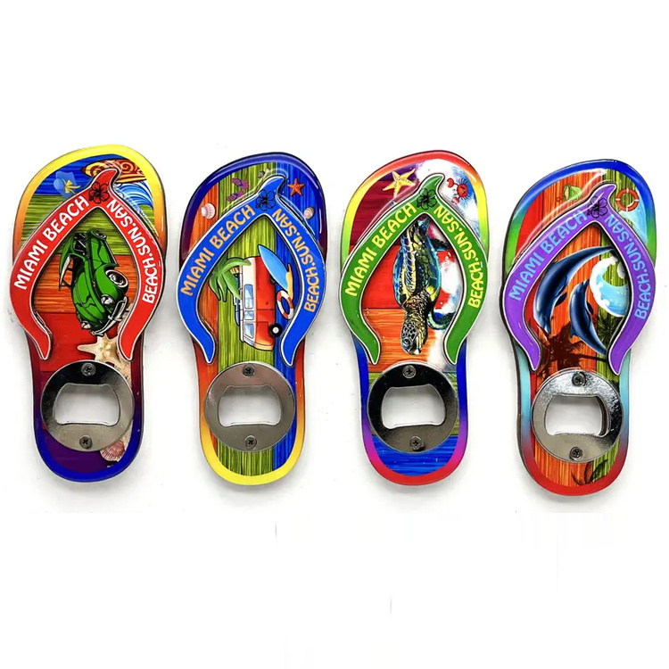 Custom Wood Epoxy Souvenir Gift Slippers Bottle Opener Flip Flop Bottle Opener