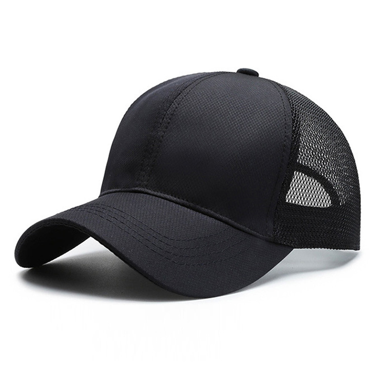 Wholesale Sports Casual Plain Mesh Snapback Trucker Caps Black Baseball Caps for Men