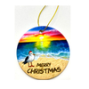 Wholesale Custom Printing Beach Souvenir Ceramic Christmas Ornament