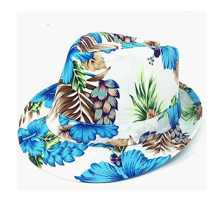 Wholesale Outdoor Beach Summer Men Straw Floral Hat Custom Logo Fedora Hat