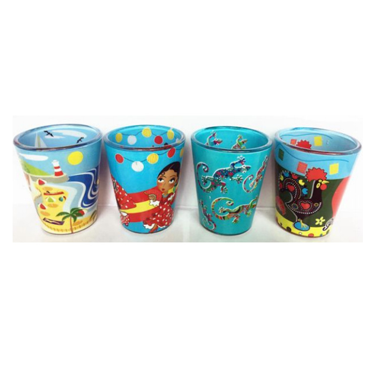 Wholesale 2 Oz Sublimation Beach Souvenir Shot Glass Custom Full Color Printed Shot Glasses