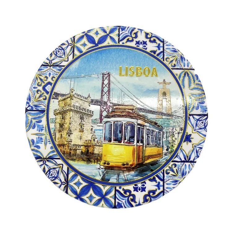 Custom 3D Embossed Printing Souvenir Porto Lisboa Portugal Ceramic Tiles Coaster