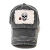 Wholesale Distressed Vintage Skull Hat Custom Embroidery Logo Skull Baseball Cap