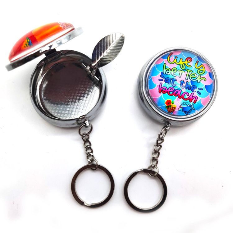 Custom Logo Metal Souvenir Pill Box Case Keychain Mini Pill Holder Keychain