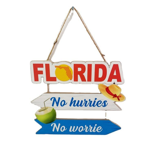 Florida Beach Arrow Wooden Wall Sign Decor Beach Seaside Road Guide Wall Decoration MDF Hanging Beach House Decor