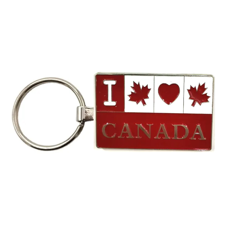 Custom Maple Leaf Metal Tourist Souvenir Canada Keychain