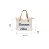 Wholesale Women Canvas Casual Beach Summer Vibes Tassel Tote Bag