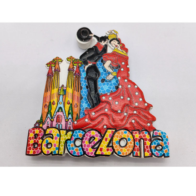 Llavero De Wholesale Custom Resin Printing Travel Gift Spain Souvenir Barcelona Magnet