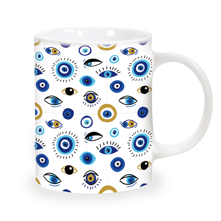 Wholesale Custom Print Tourist Souvenir Turkish Evil Eye Coffee Cups Ceramic Evil Eye Mug