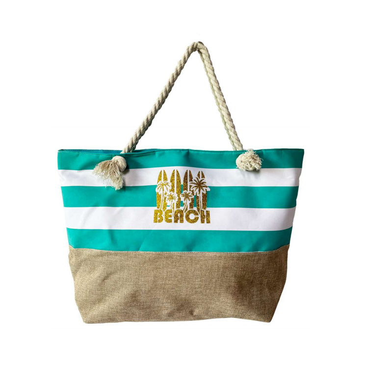 Custom Logo Printing Floral Summer Canvas Beach Bag Souvenir Tropical Tote Bag