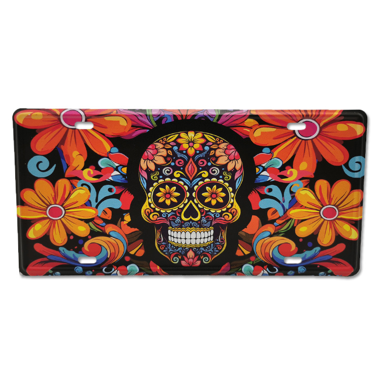 Customized Printing Skull Mexico Souvenir Cancun Mexican License Plate for Home Wall Decor