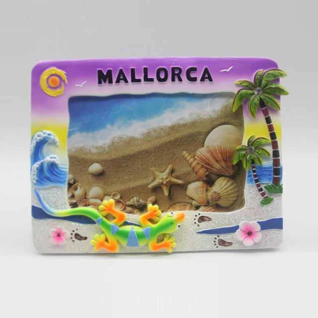 Custom Logo Beach Souvenir Cyprus Maldives Mallorca Polyresin Photo Frame