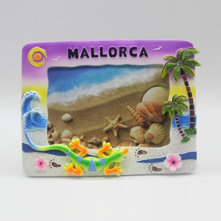 Custom Logo Beach Souvenir Cyprus Maldives Mallorca Polyresin Photo Frame