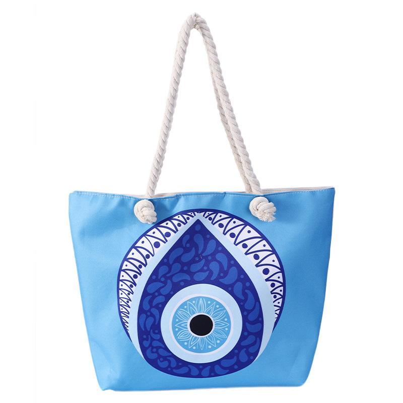 Wholesale Custom Logo Printing Designer Fashion Women Canvas Evil Eye Beach Tote Bag