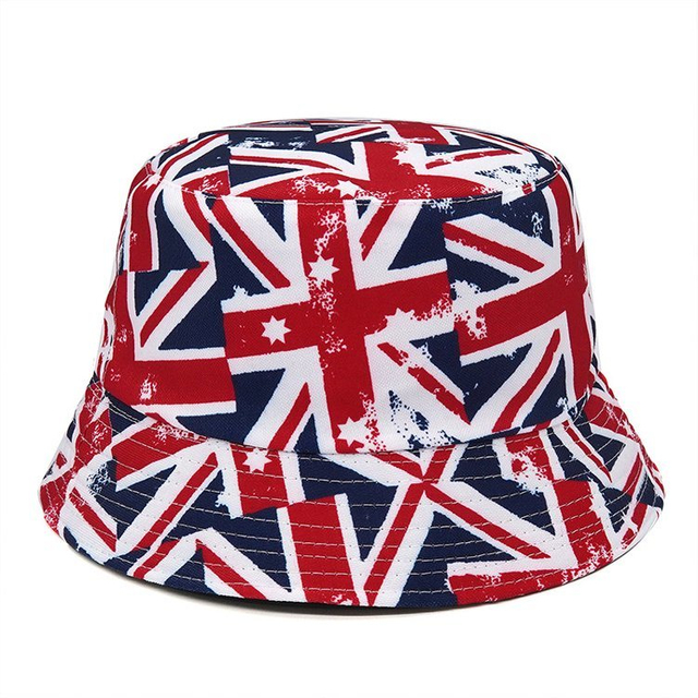 Wholesale Custom Printing Souvenir Cap Unisex Reversible Country Flag Bucket Hat Custom