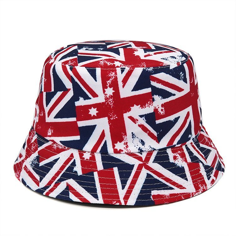 Wholesale Custom Printing Souvenir Cap Unisex Reversible Country Flag Bucket Hat Custom