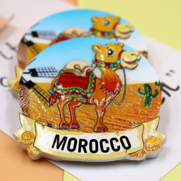 Custom Logo Resin Tourist Travel Camel Marrakech Morocco Souvenir Fridge Magnet