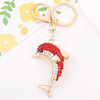 Wholesale Metal Ocean Series Beach Souvenir Keychain Dolphin Rhinestone Key Chain