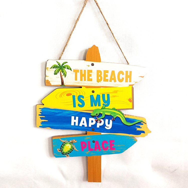 Customized Logo UV Printed MDF Wall Sign Decor Florida Beach Wooden Welcome Sign