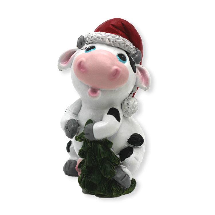 Custom Cartoon Resin Craft Baby Cow Statue Baby Birth Souvenirs