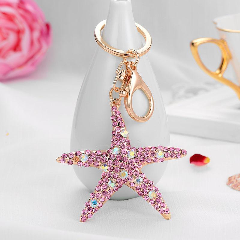 Fashion Bag Accessory Keychain Pendant Diamond Rhinestones Starfish Star Keychain