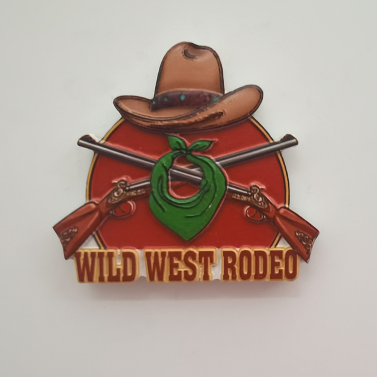 Custom Printed Resin Retro Wyoming Souvenir Fridge Magnet West Cowboy Design Colorado Souvenir Fridge Magnet