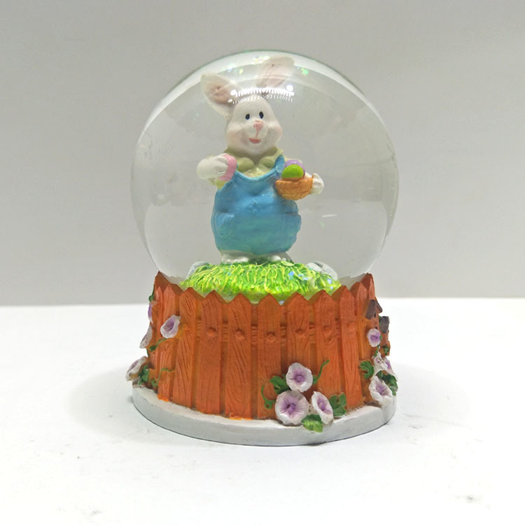 Custom Resin Animal Rabbit Snow Globe Easter Snow Globe for Easter Holiday Gifts