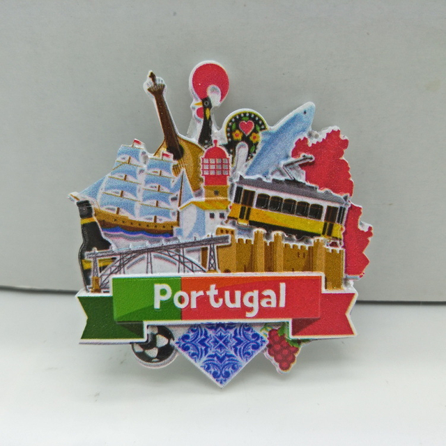 Custom Printing Resin European Travel Souvenirs Spain Portugal Souvenir Fridge Magnet