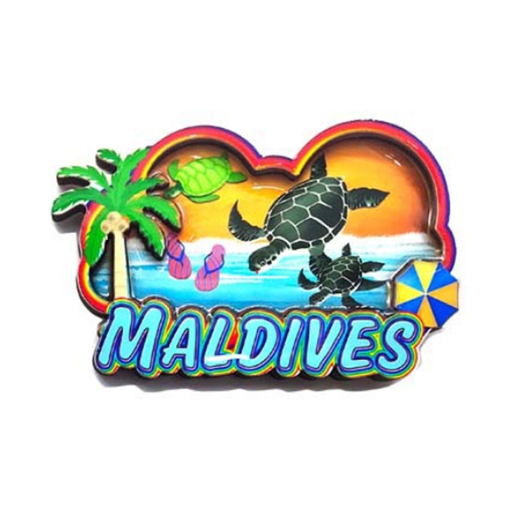 Custom Logo Tropical Island Beach Wood Fridge Magnet Maldives Souvenirs