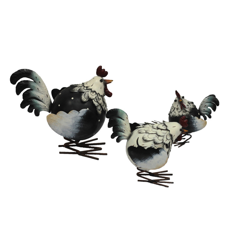 Metal Statue Garden Iron Rooster Figurines