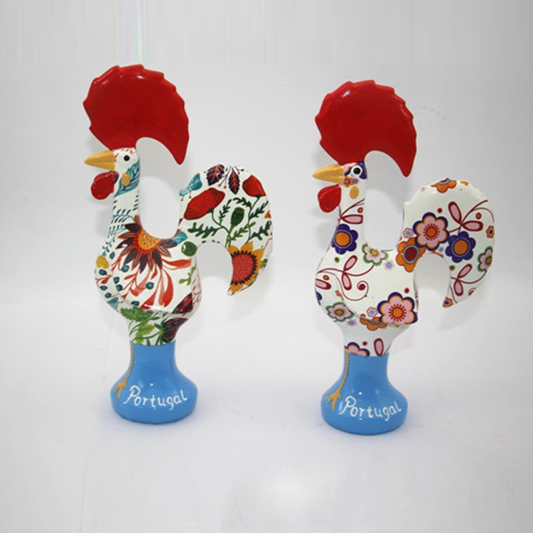 Portugal Barcelos Souvenir Lucky Resin Rooster Figurines for Home Decor