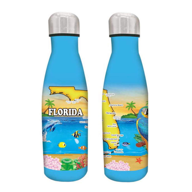 Custom Logo 500ml Insulated Tumbler Stainless Steel Dolphin Water Bottles Cola Shape Water Bottle