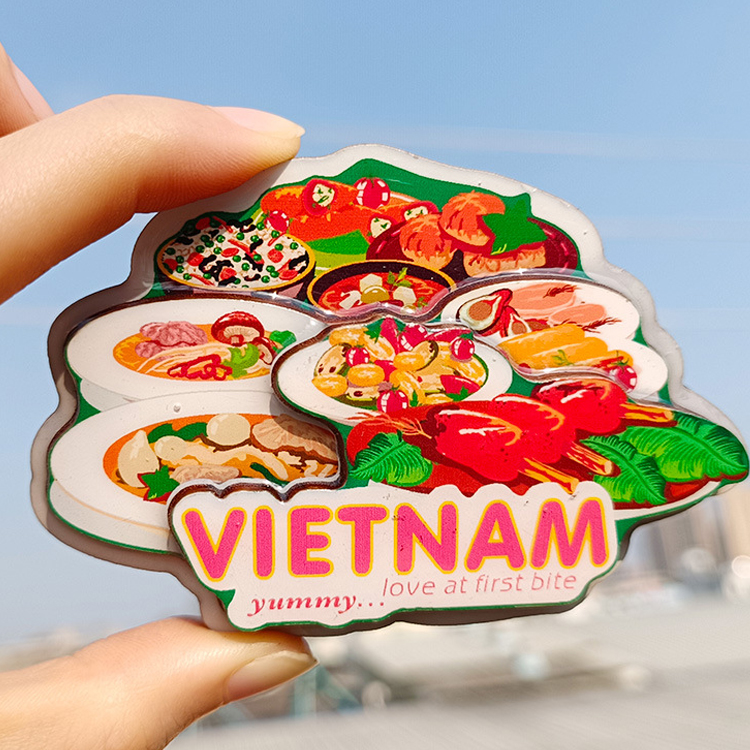 Custom Shape Logo Travel Gift Wood MDF Hanoi Vietnam Souvenir Fridge Magnet