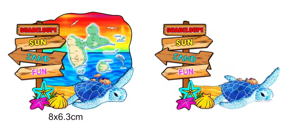 Customized Beach Islands Turtle Wood Magnet Guadeloupe Souvenir Fridge Magnet